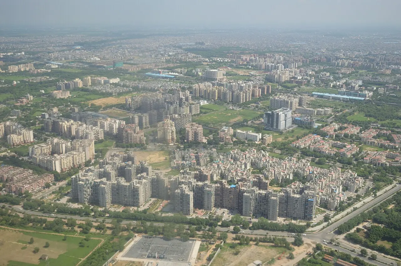 Aerial view of the residential area of Dwarka in New Delhi