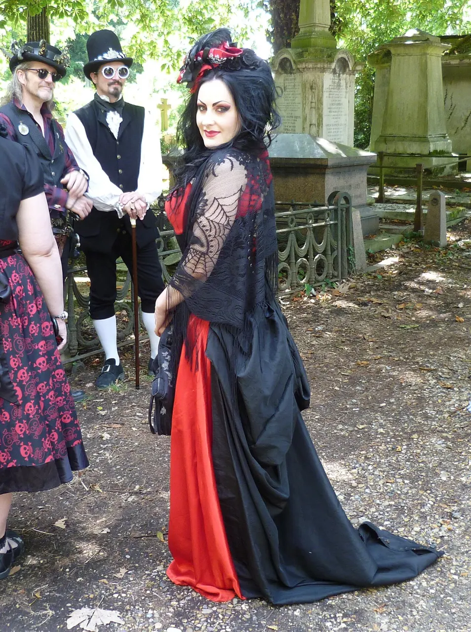 Goth fashion photographed at Kensal Green Cemetery